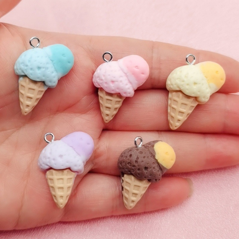 Resin - 10 Stück farbige kleine frische Eiscreme-Ohrringe