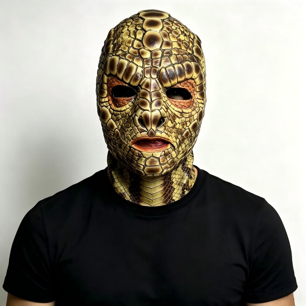 Cobra Extruder - Realistische Schlangen-Monster-Maske Latex Eidechsen-Mann-Maske Gruseliges Tier