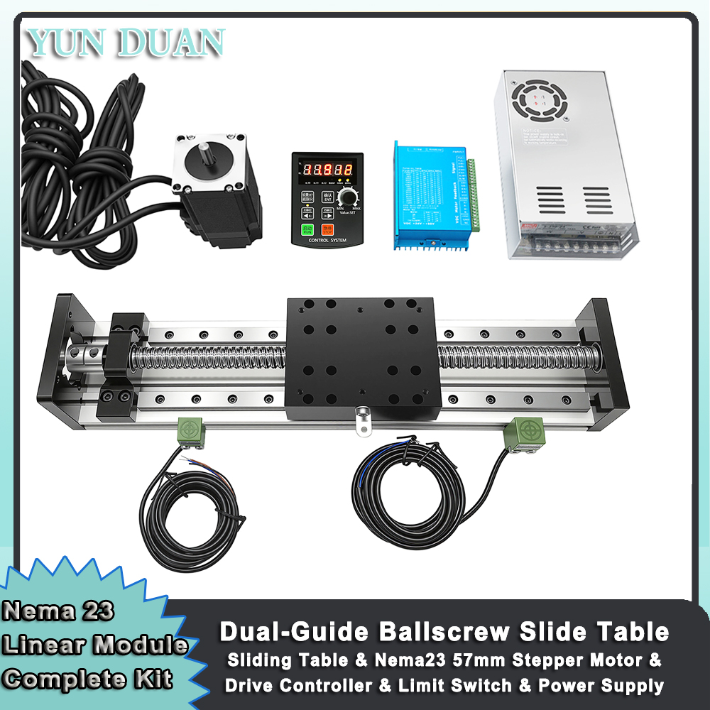 Linear Rail Mgn12H Set - Nema 23 Linearmotor-Antriebssteuerungs-Kit CNC-Schiebetisch 80KG Hochleistungs-Kugelgewindetrieb
