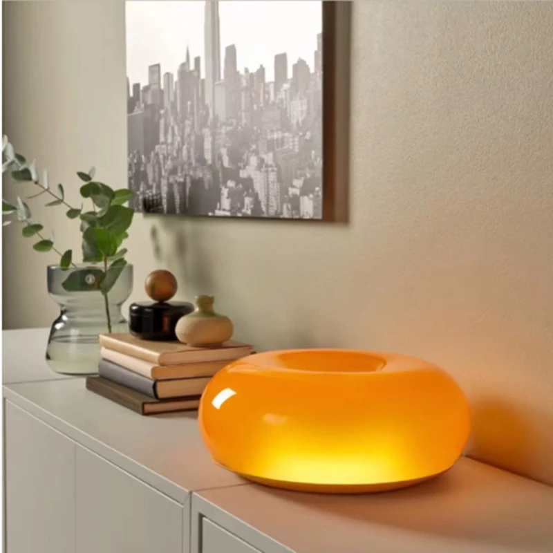 Glass Bed - Kreative Creme-Orange Wohnzimmer Nachttisch Wiederaufladbare Büro