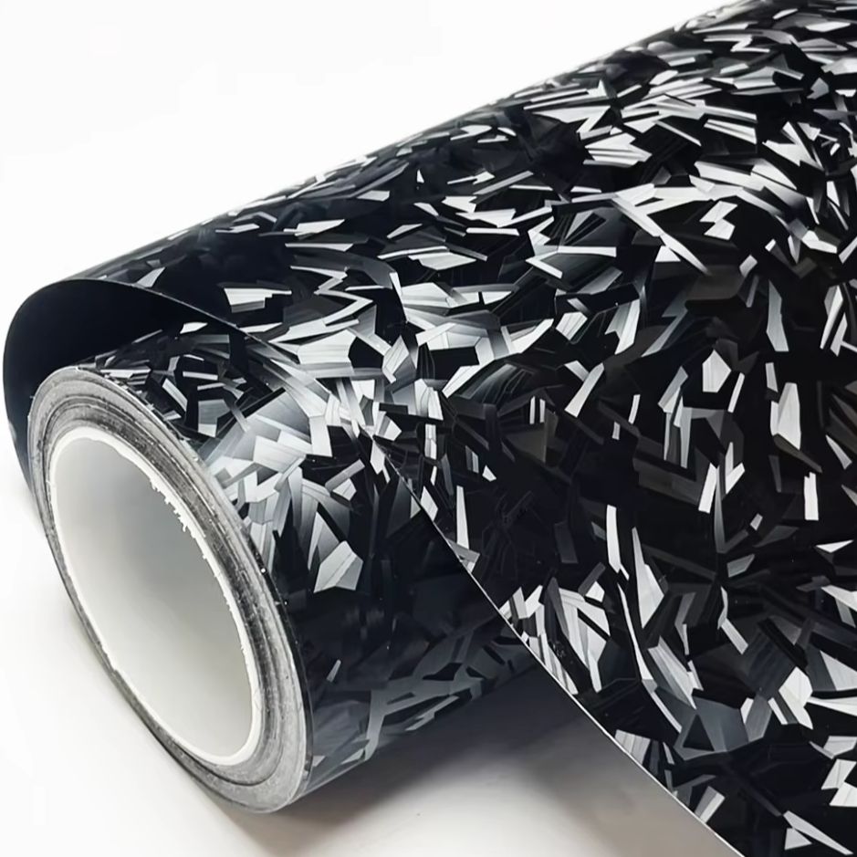 Fep Film - Premium PET Schwarze Geschmiedete Carbonfaser-Vinylfolie mit