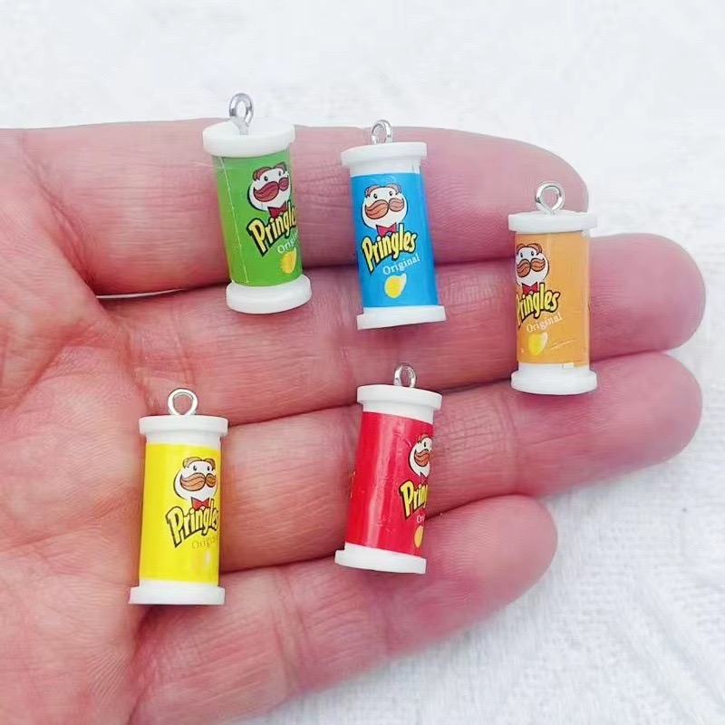 Resin - 10 Stück Simulierte 3D-Eimerförmige Kartoffelchips-Anhänger aus